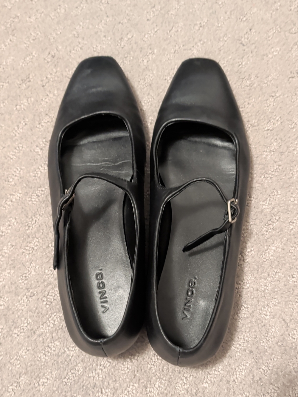 Vince Black Square-Toe Mary Jane Flats